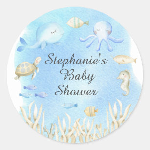 Sticker Rond Mignon Under the Sea Boys Baby shower Favor