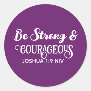 Sticker Rond Mignon Violet Foncé Fort et Courageux Simple