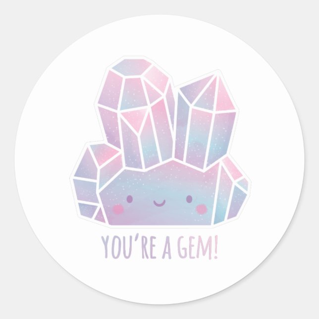 Sticker Rond Mignon Vous Êtes Un Bijou Compliment (Devant)