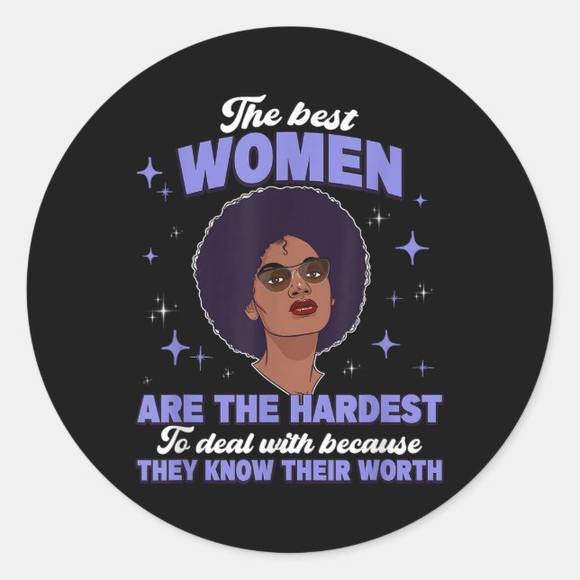 Sticker Rond Mignonne Afro Fille Noire Mois d'histoire Melanin  (Devant)