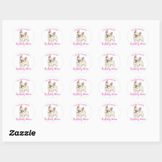 Sticker Rond Mignonne Amour Mon Français Amoureux de Bulldog