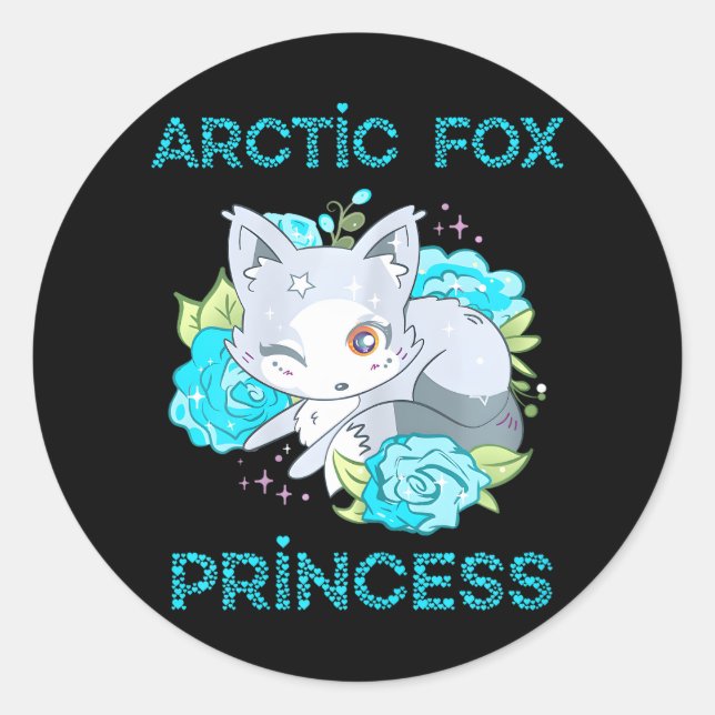 Sticker Rond Mignonne Arctic Fox Princess Winey Eye Fox (Devant)
