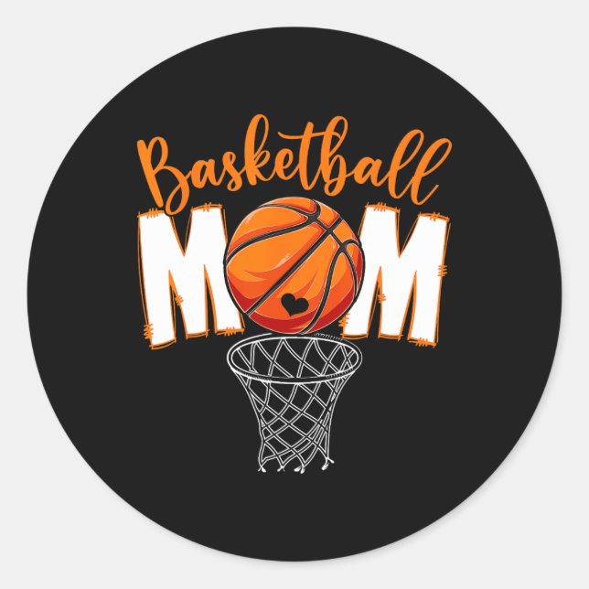 Sticker Rond Mignonne Basketball Maman Maman Fête des Mères De  (Devant)
