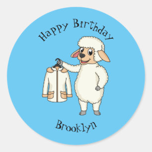 Sticker Rond Mignonne brebis avec blouson