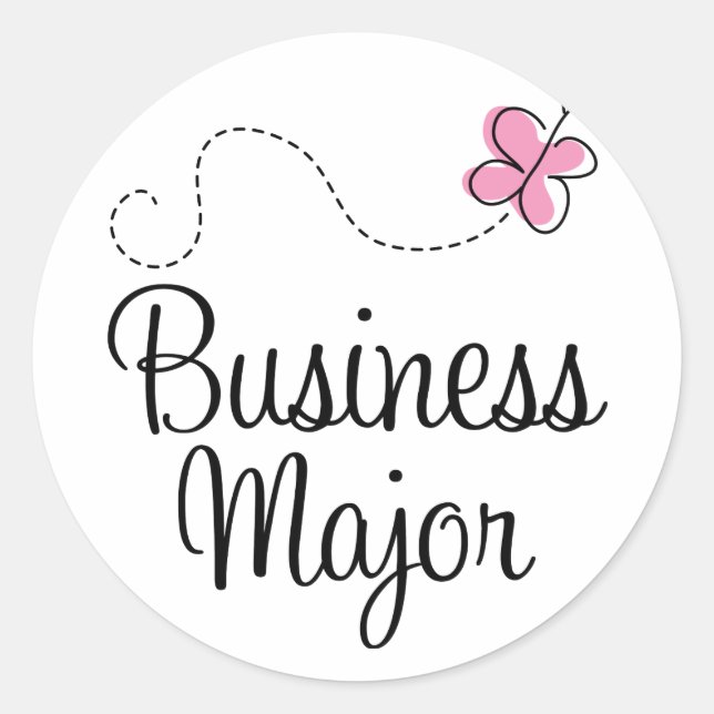 Sticker Rond Mignonne Business Major (Devant)