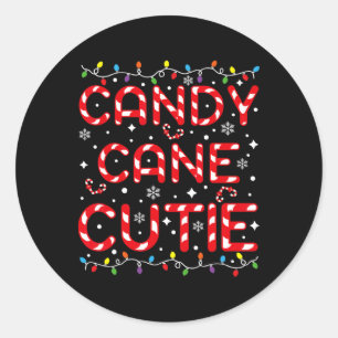 Sticker Rond Mignonne Canne à Sucre Noël Drôle Enfants Tout-Pet