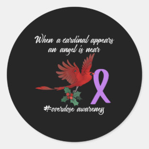 Sticker Rond Mignonne Cardinal Purples Sensibilisation À La Sur