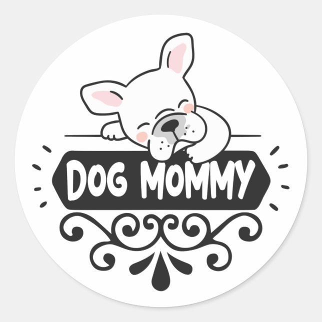 Sticker Rond Mignonne chien maman amoureux des animaux de compa (Devant)