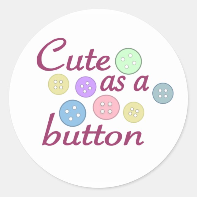 Sticker Rond Mignonne comme un bouton (fille) (Devant)