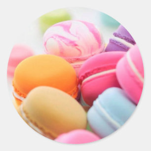 Sticker Rond Mignonne dessert coloré Français Macaron