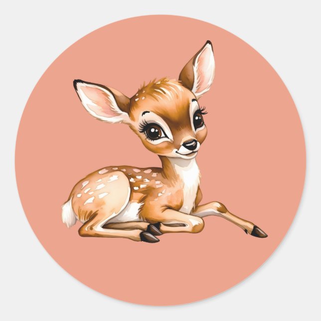 Sticker Rond Mignonne Doe Chilling Out, Don De Deer Lover, (Devant)