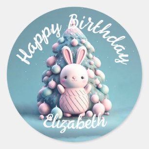 Sticker Rond Mignonne, drôle, lapin, style kawaii