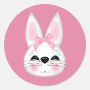 Sticker Rond Mignonne face de lapin