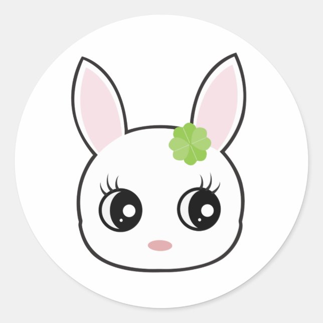 Sticker Rond Mignonne face de lapin (Devant)
