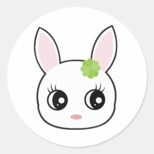 Sticker Rond Mignonne face de lapin