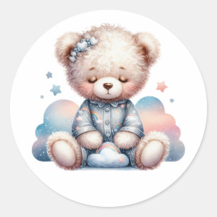 Sticker Rond mignonne fille en peluche endormie
