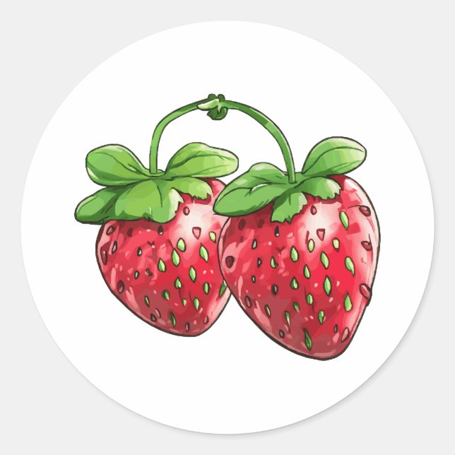 Sticker Rond mignonne fraise (Devant)
