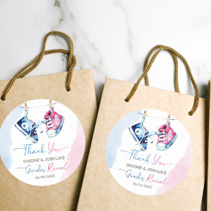 Sticker Rond Mignonne garçon ou fille rose bleu sexe révéler la