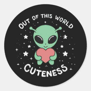 Sticker Rond Mignonne Hors De Ce Monde