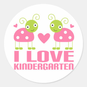 Sticker Rond Mignonne I Love Kindergarten Ladybug Cadeau