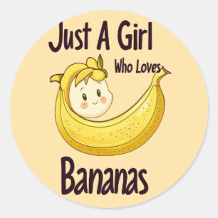 Sticker Rond Mignonne Juste Une Fille Qui Aime Les Bananes Amat