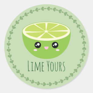 Sticker Rond Mignonne Kawaii Lime Votre Je suis Votre Pun Fruit