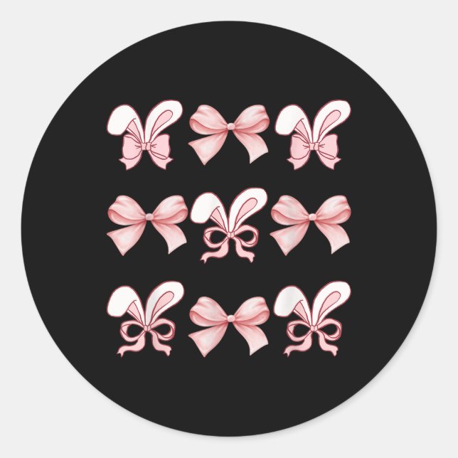 Sticker Rond Mignonne lapin de Pâques Visage Coquette Bow Jour  (Devant)