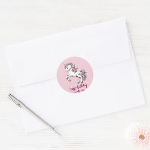 Sticker Rond mignonne licorne magique princesse fille anniversa