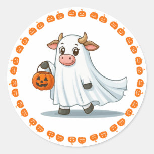 Sticker Rond Mignonne, lunatique, vache fantôme