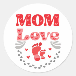 Sticker Rond Mignonne Maman Amour