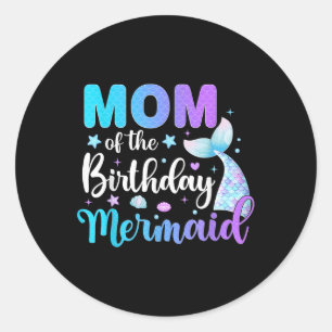 Sticker Rond Mignonne Maman De L'Anniversaire Famille De Sirène
