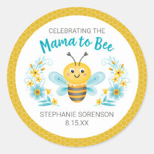 Sticker Rond Mignonne maman Jaune à Baby shower