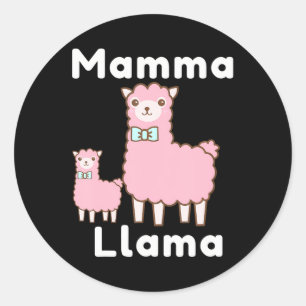 Sticker Rond Mignonne Mamma Llama Rose Nouveauté Drôle Llama