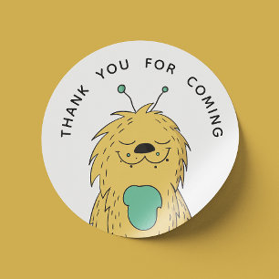 Sticker Rond Mignonne monstre. Merci d'être venu