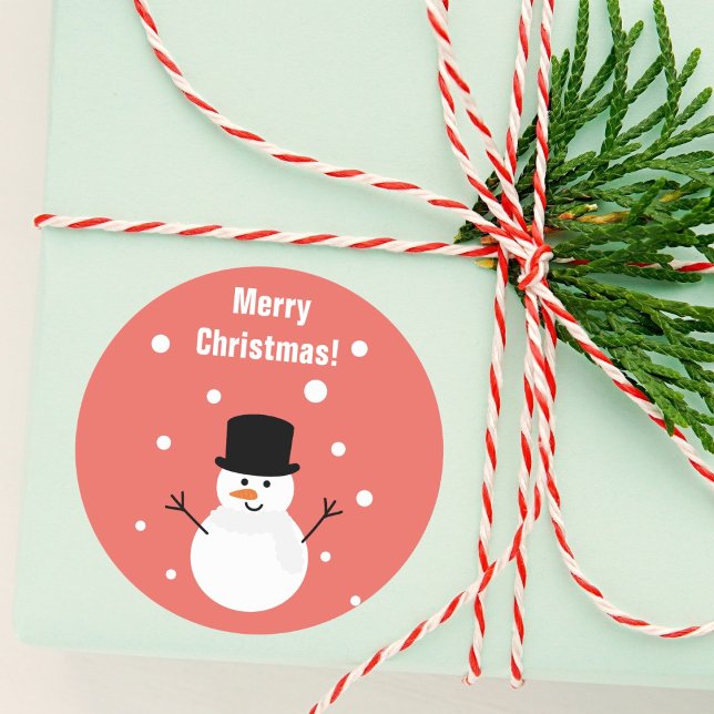 Sticker Rond Mignonne Noël Snowman hiver Festif Vacances neige (Créateur téléchargé)