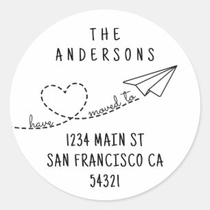 Sticker Rond Mignonne Nous Avons Déplacé Moderne Papier Cardiaq