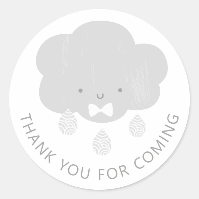 Sticker Rond Mignonne nuage garçon. Baby shower merci d'être ve (Devant)