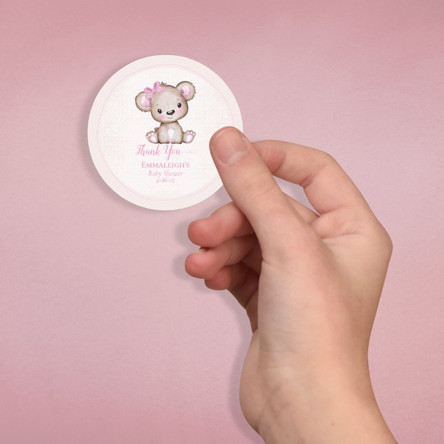 Sticker Rond Mignonne Ours Brown Pour Fille Favoriser Merci (Créateur téléchargé)