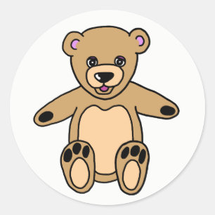 Sticker Rond Mignonne Ours En Teddy Brown