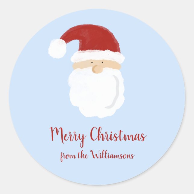Sticker Rond Mignonne Père Noël Face Noël Cadeau de Noël (Devant)