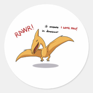Sticker Rond mignonne plume de dinosaure signifie que je t'aime