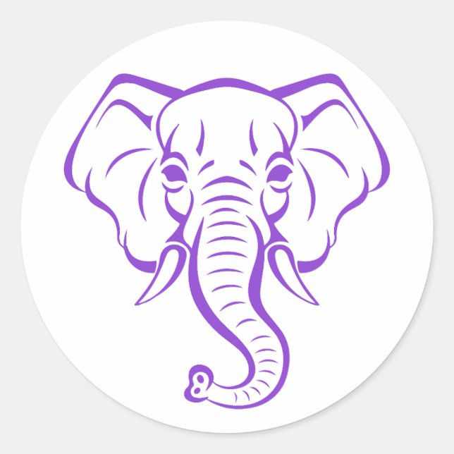 Sticker Rond Mignonne Purple Elephant Maman Design Pour Amateur (Devant)