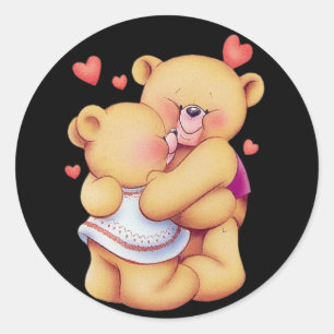 Sticker Rond Mignonne Saint Valentin Animée qui embrasse les No