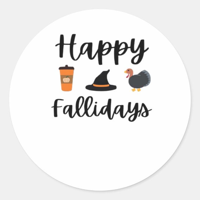 Sticker Rond Mignonne saison d'automne Joyeux Fallidays Thanksg (Devant)