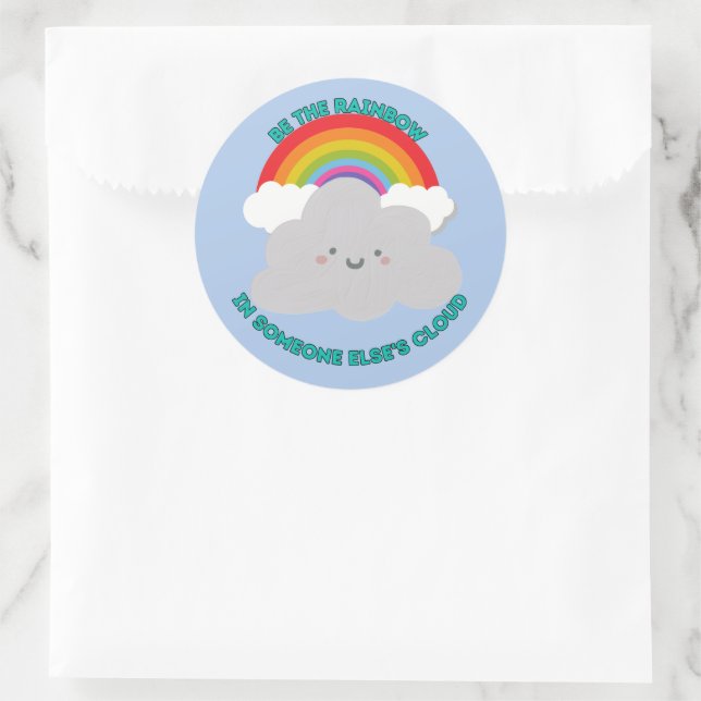 Sticker Rond Mignonne soit l’arc-en-ciel dans le nuage de quelq (Sac)