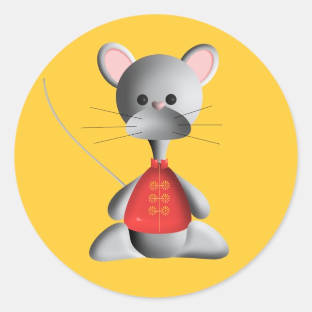 Sticker Rond Mignonne souris sur or (Devant)
