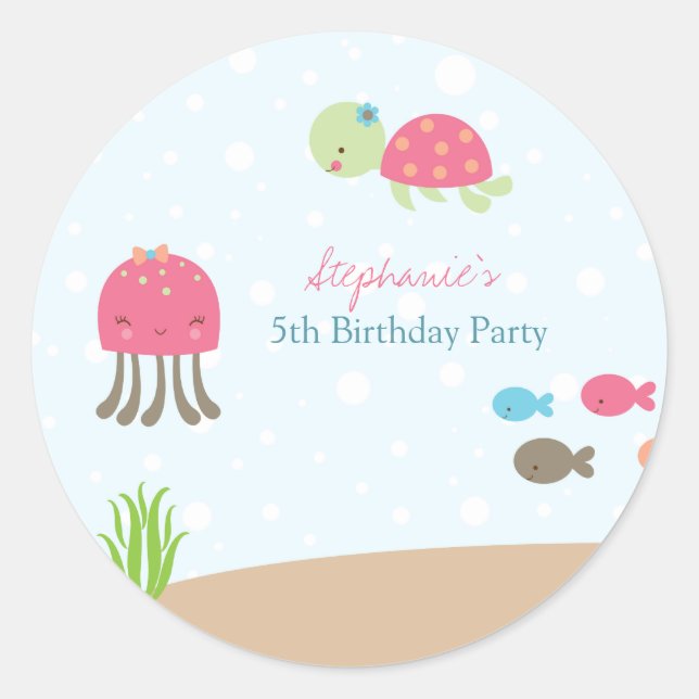 Sticker Rond Mignonne sous les collants de fête d'anniversaire  (Devant)