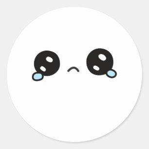Sticker Rond Mignonne Tears Tête Triste