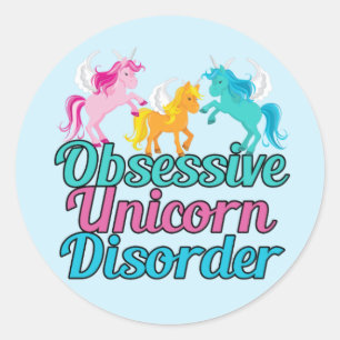 Sticker Rond Mignonne Trouble Obsessionnel Unicorne