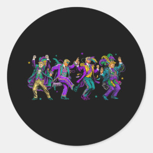 Sticker Rond Mignonne Trump Danse Mardi Gras Day Drôle Trump Ma